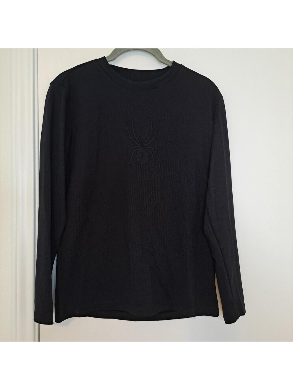 Boys Sz L Spyder Embossed Waffle Knit Polyester Thermal Long Sleeve Shirt Black